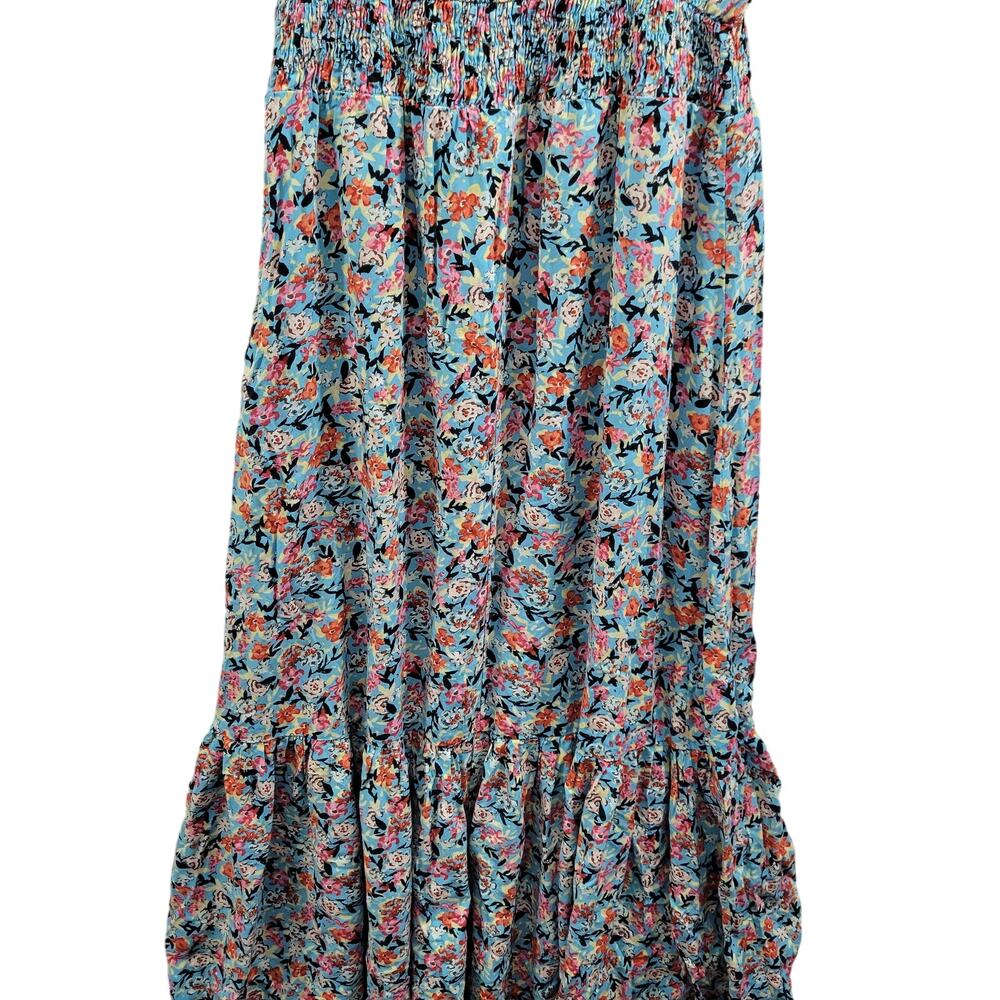 Zara Blue & Red Floral Midi Dress Short Sleeve Size L 4924-1134 - Picture 5 of 10